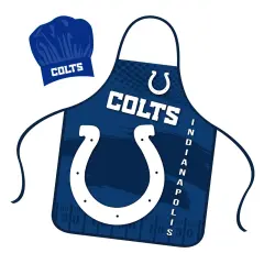 Mojo Licensing Indianapolis Colts Apron Chef Hat Set Full Color Universal Size Tie Back Grilling Tailgate BBQ Cooking Host