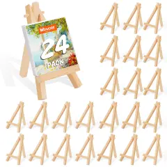 5" Mini Wood Display Easel 24 Pack, Natural Wooden Small Easel Stand for Signs, Small Canvases, Table Display, Pictures, Photos, Wedding Place Cards, Crafts and Other Smaller Projects