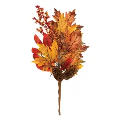 Multi-Color Fall Maple Leaf Pick with Pine Cones, Berries and Autumn Foliage