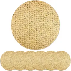 50 Pieces Disposable Burlap Printed Paper Placemats Round Rustic Brown Chargers Paper Place Mat Country Decor Disposable Placemats for Vintage Country Farmhouse Tan