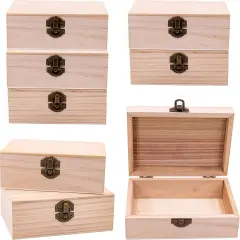 8 Pk Wooden Boxes For Crafts, Unfinished Wood Boxes 5.875 In x 3.8 In x 2 in