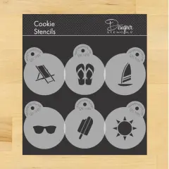 Summer Season Cookie & Cupcake Top Stencil Set | C1035 by Designer Stencils | Cookie Stencils for Royal Icing, Airbrush, Dusting Powder |