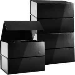 agnetic Gift Boxes with Lids for Birthday, Wedding, Groomsman and Bridesmaid Proposal Box (9.5 x 7 x 4 Inches) (Gloss Black) - 6 Pack