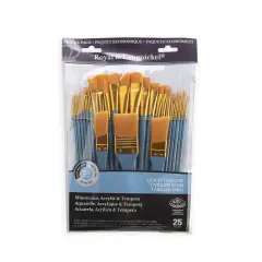 RSET-9382 | 25pc Golden Taklon Long Handle Variety Brush Set