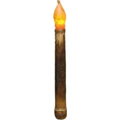 9-Inch Flameless LED Taper Candle in Burnt Mustard with Cinnamon Coating and Timer Function