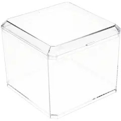 Pioneer Plastics 028C Clear Square Plastic Container, 3.75" W x 3.0625" H