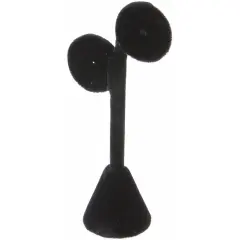 Plymor Black Velvet Two Circles, Single Pair Earring Display Stand, 2.125" W x 1.25" D x 4.75" H