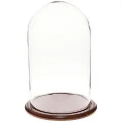 Plymor 11.75" x 20" Glass Display Dome Cloche Walnut