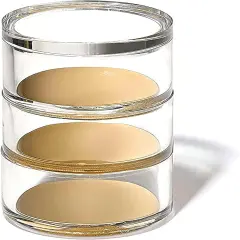 3-Tier Stackable Acrylic Holder- Stylish Desk Organizer and Storage for Office or Home &ndash; Transparent Round Design with Gold Metal Base