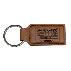Keychain - Rectangle - Cassette - Leather Rawhide/Black