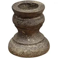 Antique Ivory Wood Taper Candle Holder and Rustic Turned Design