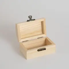 4 Piece (3.5 x 2.1 x 1.8 inches) Small Wooden Box Unfinished Wooden Treasure Box with Lids for DIY Crafts