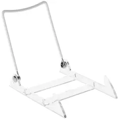 Gibson Holders 2PL Adjustable White Wire and Clear Acrylic Display Easel, 3.875" W x 5.375" D x 4.75" H