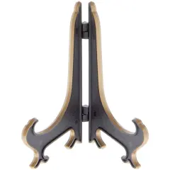 Bard's Hinged Black and Gold Plastic Plate Stand, 5" H x 4" W x 3.5" D (For 5" - 7.5" Plates)