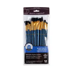 RSET-9301 | 12pc Black Taklon Long Handle Variety Brush Set