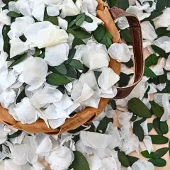 Real Dried Ivory White Hydrangea Flower & Eucalyptus Petals - 3000+ Natural Fragrant Confetti for Wedding, Flower Girl Baskets, Aisle Decor, Scented Sachets, Spring Potpourri Bags, Air Freshener