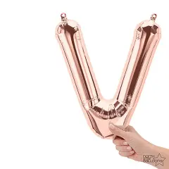 NorthStar Balloons&reg; 16 Inch Letter V Rose Gold Air Fill Only