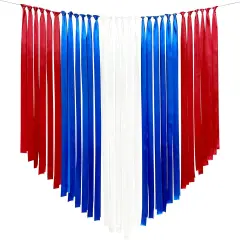 Red Blue and White Party Decorations Ribbon Fringe Hanging Curtain Streamer Backdrop Garlands for 4th of July American Independence Day USA National Day Patriotic Veterans Birthday Graduation Wedding