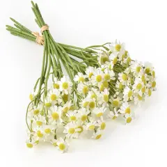 2 Bundles Small Artificial Daisy Flowers Bouquet Faux Silk Tiny Daisy Flowers for Home Garden Vase Decor (White)