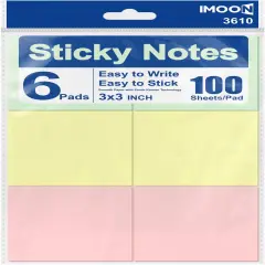 Sticky Notes, 6 Pads (100 Sheets Each) &ndash; Premium Smooth Adhesive Notes in Pastel Colors &ndash; Easy to Stick, Remove & Reposition &ndash; Ideal for Office, School, and Home Use
