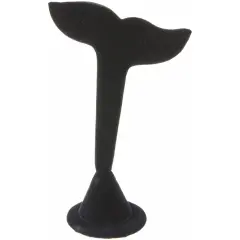 Plymor Black Velvet Fish Tail Style, Single Pair Earring Display Stand, 3.75" W x 2" D x 7.25" H