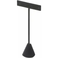 Plymor Black Velvet "T" Style, Single Pair Earring Display Stand, 2.625" W x 1.25" D x 5.75" H