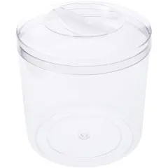 Pioneer Plastics 289C Clear Round Plastic Container with Pinch Style Lid, 7.9375" W x 7.5" H