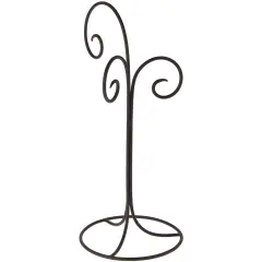 Bard's Black Wrought Iron 3 Arm Ornament Stand, 17" H x 7.5" W x 7.5" D