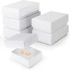 6-Pack Cotton Fill Cardboard Paper Jewelry Gift Box Case (White)