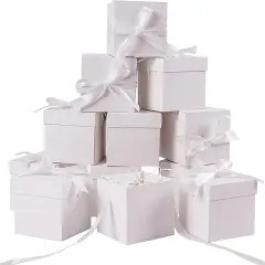 12Pack Small Gift Boxes with Lids, White Gift Boxes with Ribbon for Birthday, Present Packing, Party Favor, Candle Boxes, Treat Boxes, Wedding.