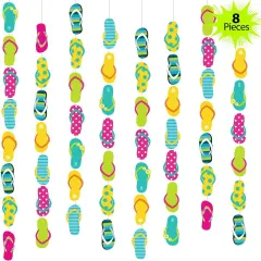 8 Pieces Flip Flop Decorations 52 Feet Summer Hanging Banner Beach Slipper Garland for Hawaiian Party