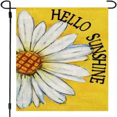 Summer Garden Flag Daisy Double Sided 12x18 Inches Small Burlap Seasonal Welcome Yard Porch Decoration for Outside (Yellow)