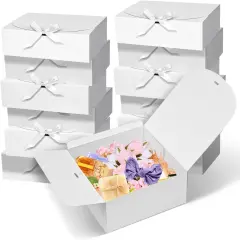 12Pack Gift Boxes, Bridesmaid Proposal Box, White Boxes for Gifts, Paper Gift Box with Ribbon for Presents, Wedding, Bridal Shower, Baby Shower, Birthday Party, Graduation