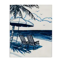 Stupell Industries Blue Toned Tropical Beach Scene Canvas Design by Carol Robinson