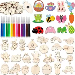 6 Pcs Spring Wooden Magnet Painting Craft Kit