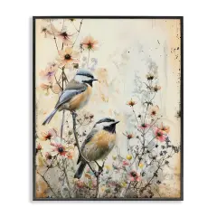 Stupell Industries Sparrows Perched on Florals Framed Giclee Design by Arlington Prints
