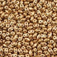 Matubo 2-Hole Czech Glass Opaque Crystal Bronze/Senegal Miniduo Beads, 50g Bronze Pale Gold