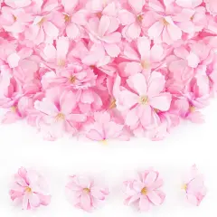 50 Pack Artificial Silk Cherry Blossom Flowers Heads Fake Wholesale Peony Daisy Decor for Bridal Hair Clips Headbands Dress DIY Accessories Wedding Party Decorative Colorful