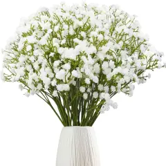 24Pcs Babys Breath Artificial Flowers, Fake Baby Breath Flowers Artificial Bulk White Faux Gypsophila Real Touch Flowers for Outdoors Wedding DIY Bouquet Arrangement Party Home Decor