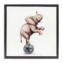 Stupell Industries Elephant on Disco Ball Floating Frame Design by Amanda Greenwood