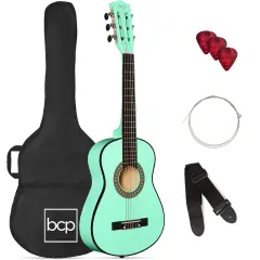 Best Choice Products 30in Kids Acoustic Guitar Beginner Starter Kit with Strap, Case, Strings SoCal Green