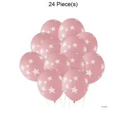 Stars 11" Latex Balloons 24 Pc Pink