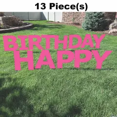 20" x 20" Happy Birthday Yard Signs 13 Pc Pink