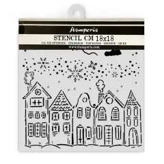 Stamperia Stencil 7"X7"-Classic Christmas Houses