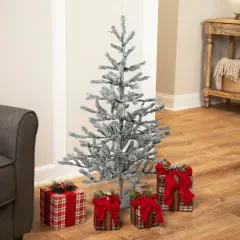 Northlight 36" Green Flocked Alpine Coral Artificial Christmas Tree - Unlit White