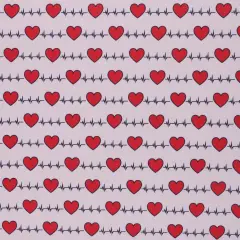Mook Fabrics Cardio Heart Printed PUL Fabric [60 in. Wide] White - By The Yard