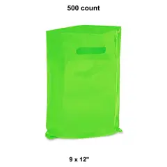 9 x 12" Die Cut Bags with Strong Handles Lime Green