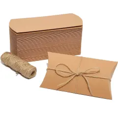 Bright Creations Kraft Paper Pillow Gift Box Set - Pack of 50 - Pillow Box - Gift Set Brown