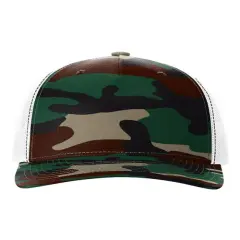 Richardson&reg; Five Panel Printed Trucker Cap Green White