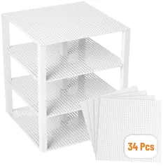 Strictly Briks Classic Stackable Baseplates, Building Bricks For Towers, Shelves, and More, 100% Compatible with All Major Brands, White, 4 Base Plates & 30 Stackers, 10x10 Inches, Ages 3-14